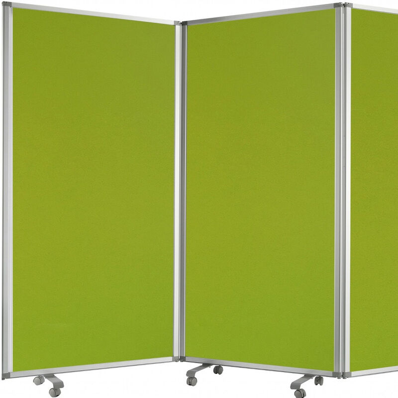 HomeRoots 71" Green Iron Folding Three Panel Screen Room Divider image number 3
