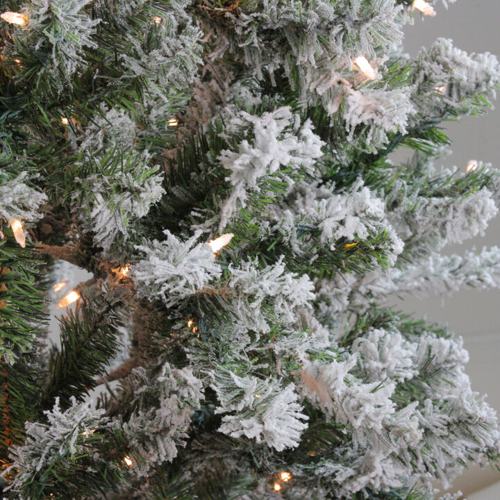 6' Pre-Lit Medium Flocked Balsam Pine Artificial Christmas Tree - Clear Lights
