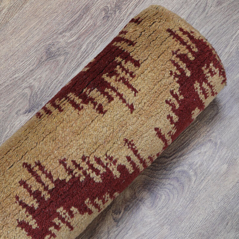 HAND KNOTTED WOOL Geometric AREA RUGS  - Rectangle Shape, Geometric Modern, Medium Pile Handmade Area Rugs for Living Room, Bed Room (N00165) image number 6