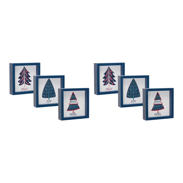 Noel, Jolly and Joy Tree Sign (Set of 6)  MDF