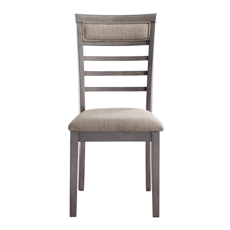 Owen 5 Piece Dining Set with Table and 4 Chairs, Brown Polyester, Gray Wood - Benzara