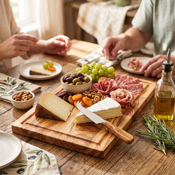 Multi-Purpose Large Olive Wood Serving and Cutting Board &ndash;Charcuterie Platter & Carving Board