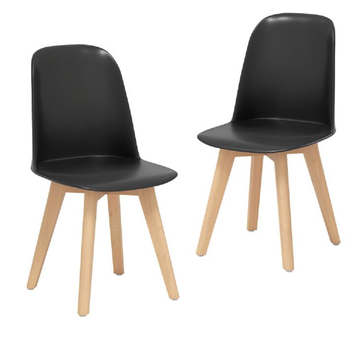 Set of 2 Modern Dining Chairs, Beech Wood Legs with Ergonomic Tilt Backrest