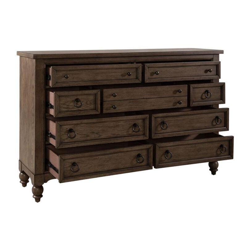 Liberty Furniture Americana Farmhouse 9 Drawer Dresser, Black in Dusty Taupe image number 4