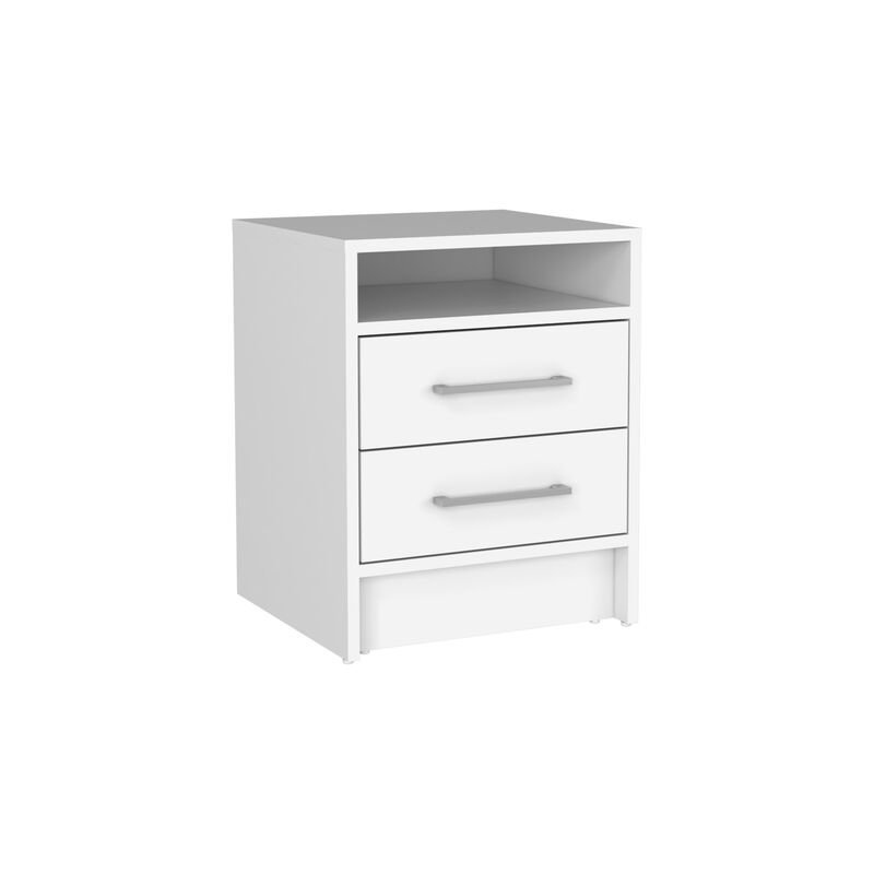 DEPOT E-SHOP Leyva Nightstand, Two Drawers, Superior Top, White image number 1