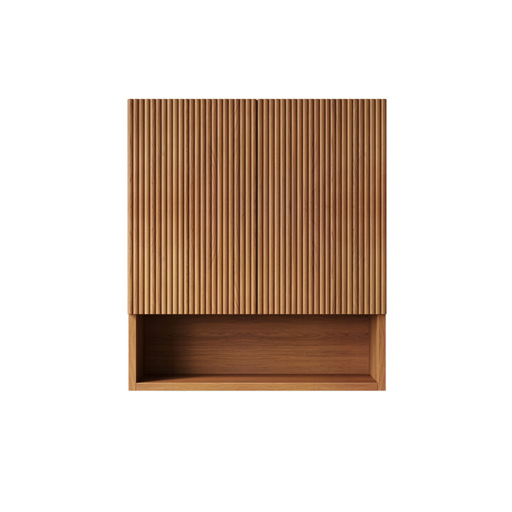 ELEMENT ACE Wall-Mounted Striped Bathroom Cabinet with Doors, Shelf and Open Storage Compartment