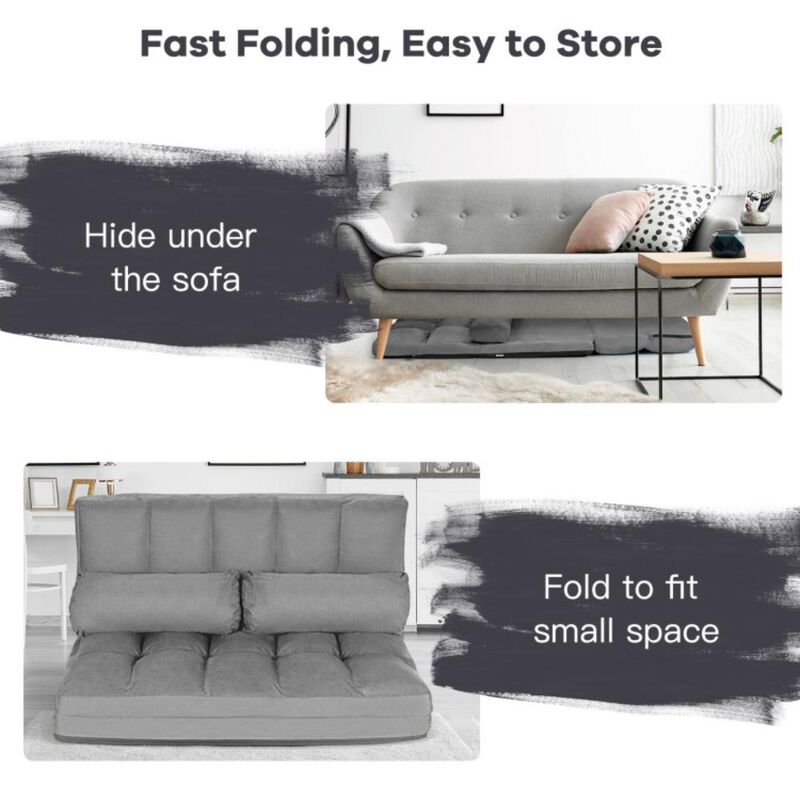 Hivvago 6-Position Foldable Floor Sofa Bed with Detachable Cloth Cover