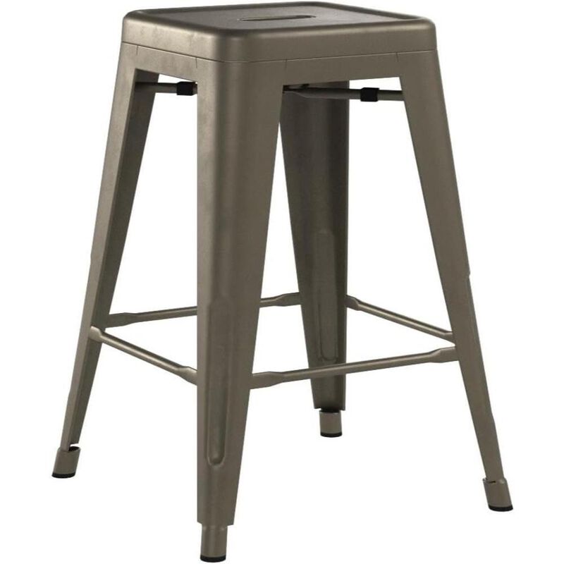 Hivvago Set of 4 - 24-in. Indoor/Outdoor Backless Stacking Red Metal Barstools