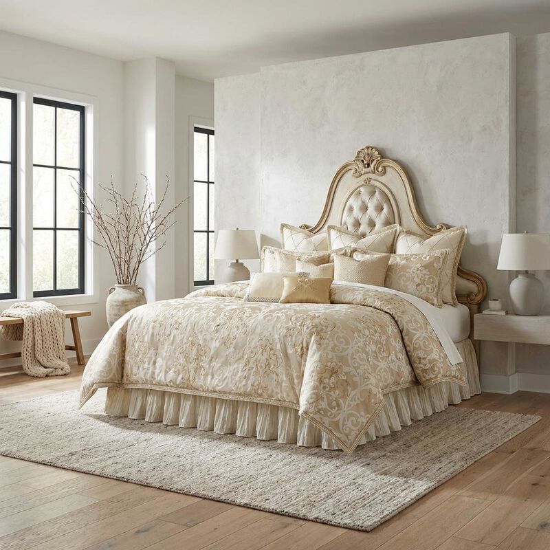 Michael Amini Luxembourg 13-Piece King Comforter Set - Cr&egrave;me image number 3