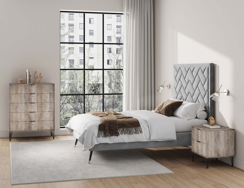 Dumbo Chest and 2-Drawer Nightstand in Gray