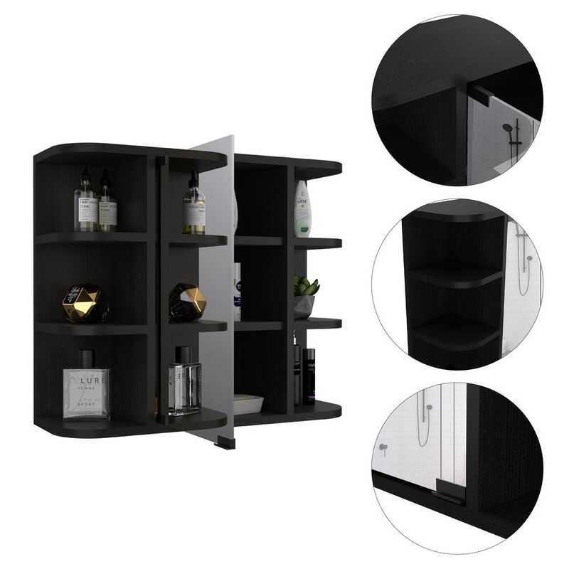 Roma Mirrored Medicine Cabinet Black Wengue