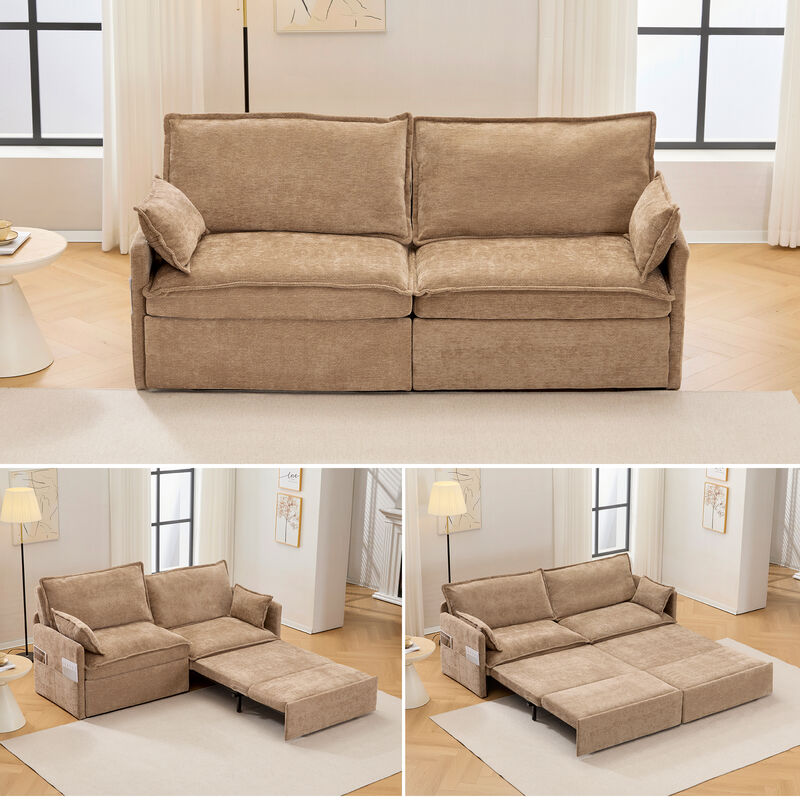 Whisen 73.6" Pull Out Sofa Bed, Convertible Sleeper Sofa Couch with Side Storage and USB/C-TYPE Charging image number 2