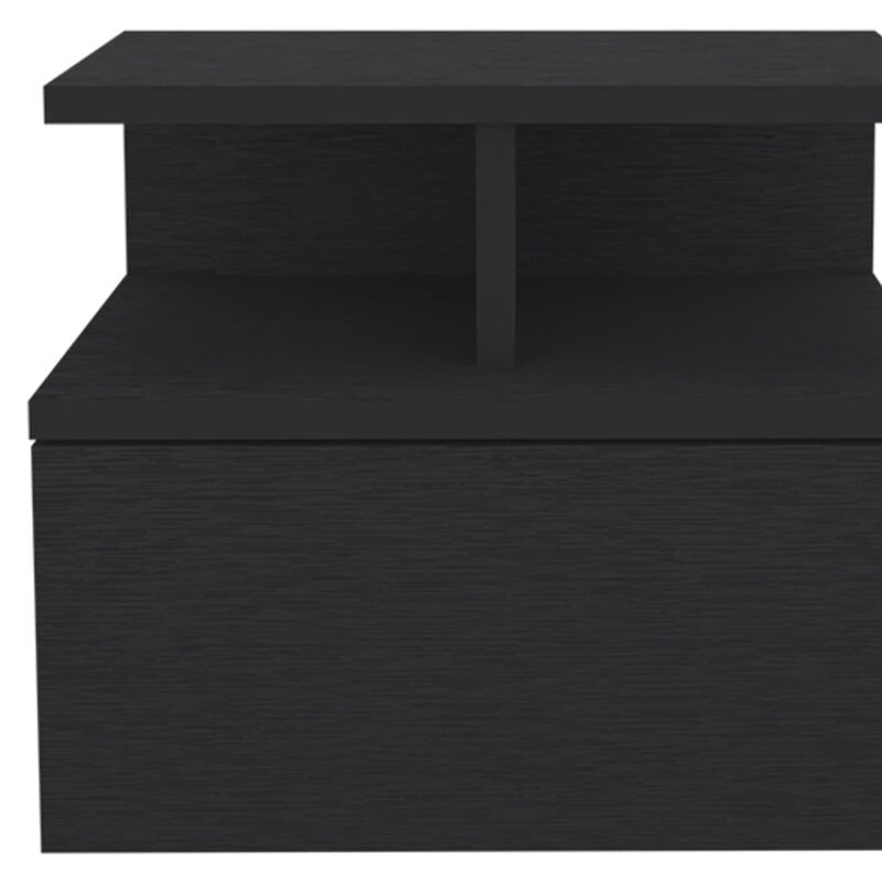 Bedroom Wall-Mounted Nightstand – One Drawer Faux Wood Floating Table