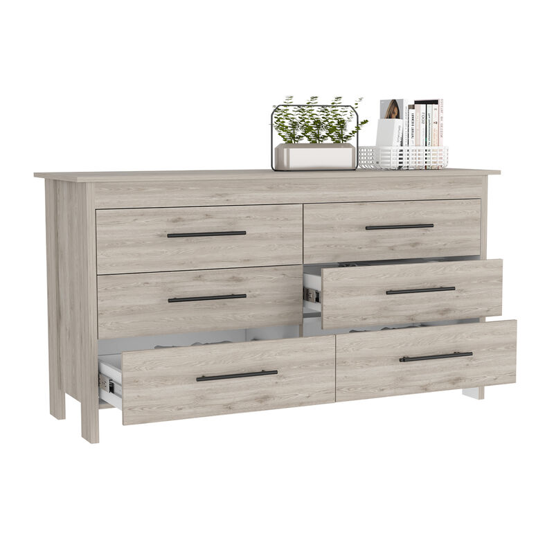 6 Drawer Double Dresser Wezz, Bedroom, Light Gray