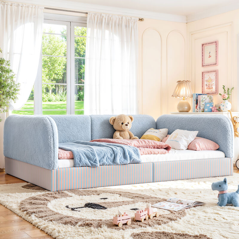 Hemzas Teddy Boucl&eacute; Upholstered Kids Daybed Frame image number 3