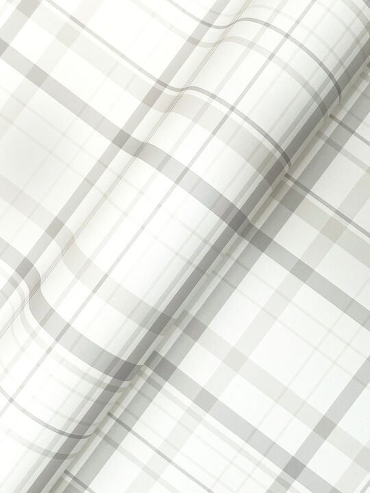 Burgess Light Grey Plaid Wallpaper