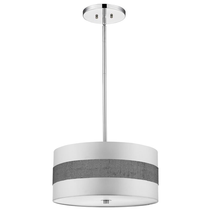 Hivvago Harmony 3-Light Metallic Silver Pendant With Crystal Studded Platinum Sheen Shade