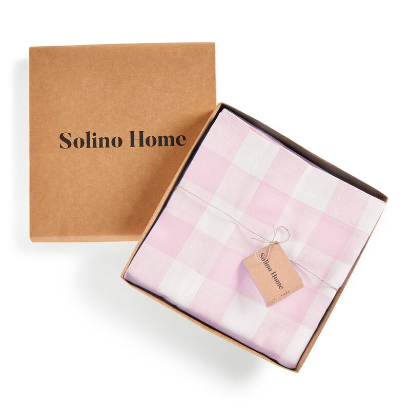 Solino Home Buffalo Check 100% Linen Tablecloth &ndash; Handcrafted, Machine Washable, Perfect for Holiday and Everyday Dining