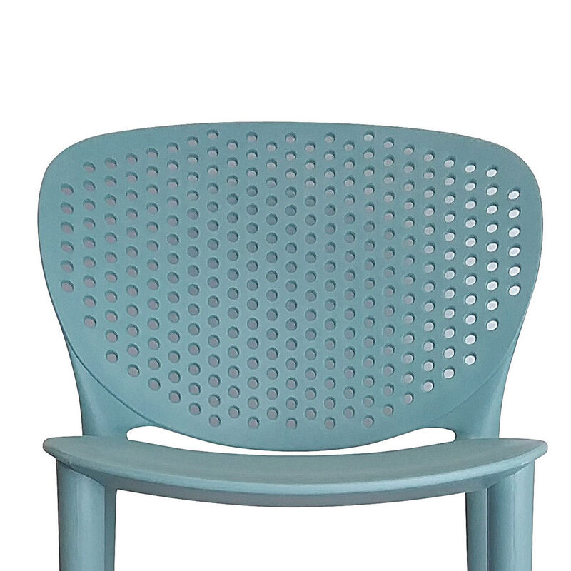 Celin 26 Inch Counter Stool Chair, Set of 4, Stackable, Mesh Back, Green - Benzara