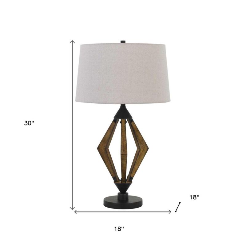 Hivvago 30" Black Metal Lantern Table Lamp With Gray Empire Shade