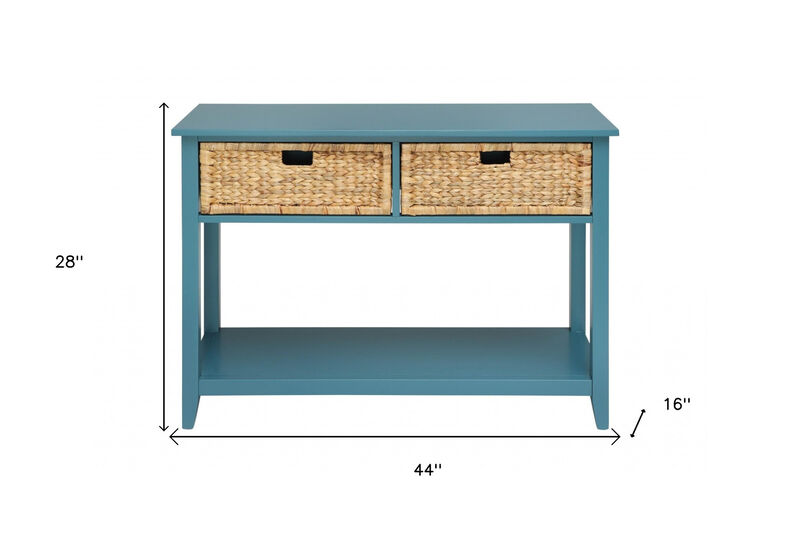 HomeRoots 44" Teal Blue Solid Wood Console Table image number 3