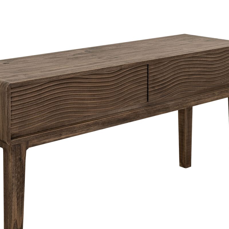 Oly Sofa Console Table, 2 Drawer, Natural Brown Melina Wood, 55 Inch