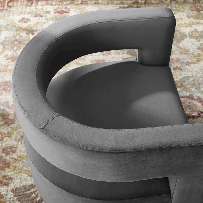 Spin Cutaway Performance Velvet Swivel Armchair image number 8