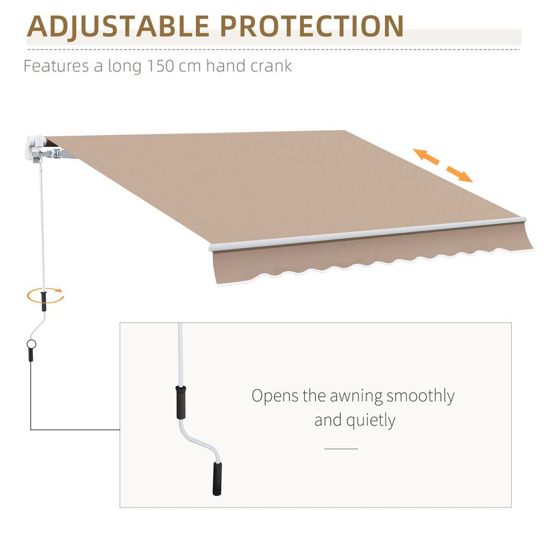 Brown Patio Shield: 12'x10' Manual Retractable Awning for Outdoor Spaces