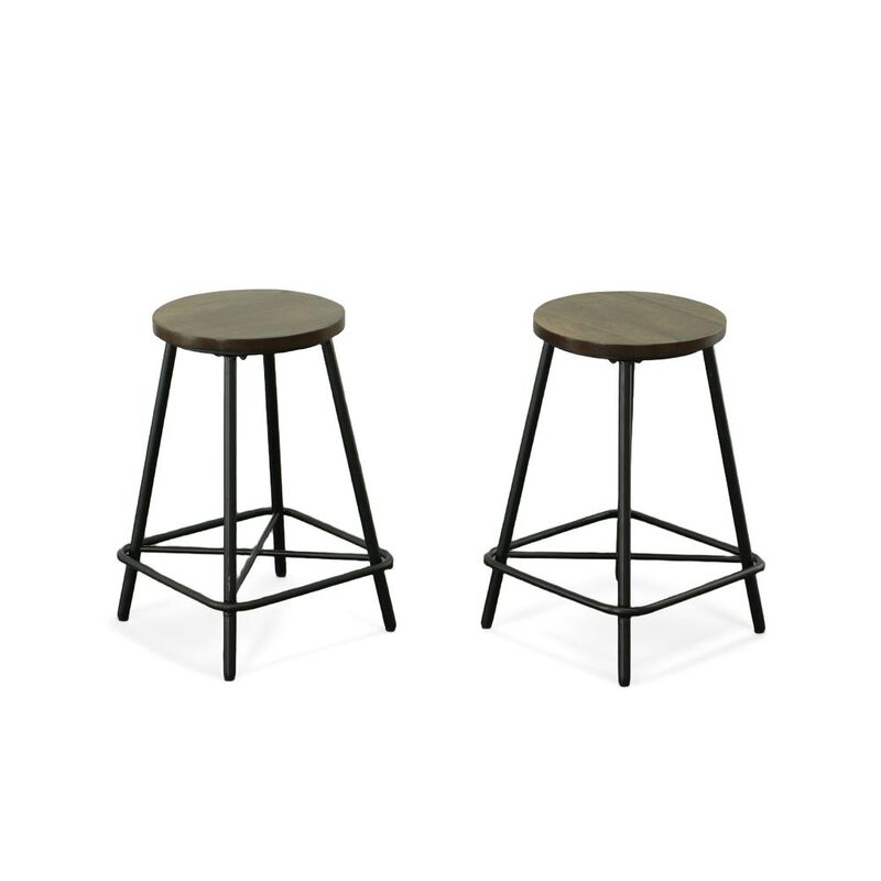 Carolina Living Illona 24 Counter Stool - Set of 2 - Elm Seat - Black Base