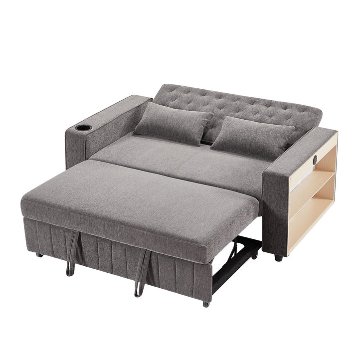 Merax Modern Sleeper Sofa Pull-out Sofa Bed with Adjustable Backrest for Living Room