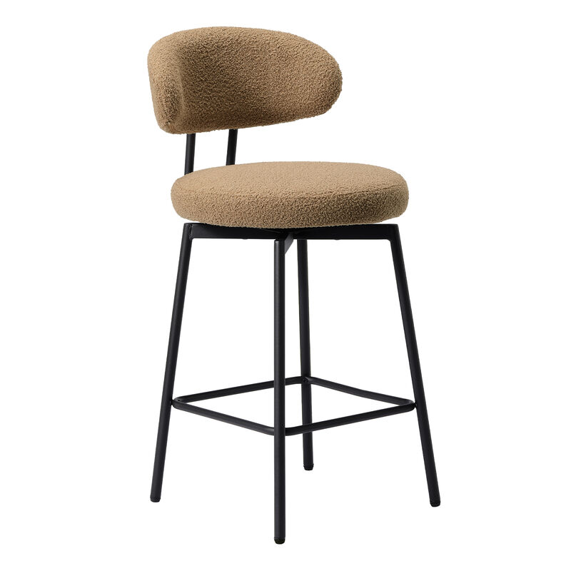 WestinTrends Modern Upholstered Sherpa Fabric Counter Height Bar Stools with Back (Set of 2) image number 2