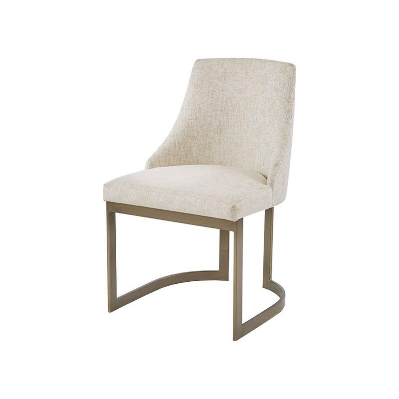 Starlight Canyon Home Set of 2 Beige Dining Chairs with Metal Frame and Upholstered Seat