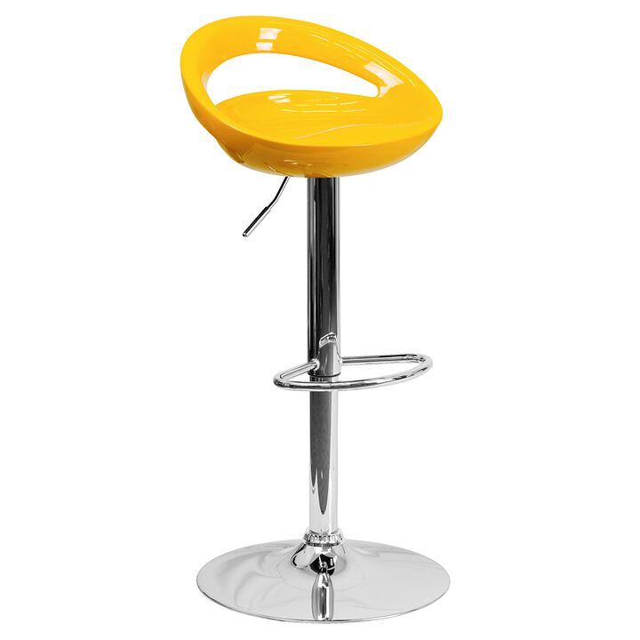 Flash Furniture Plastic Adjustable Height Barstool, Set of 1, Yellow