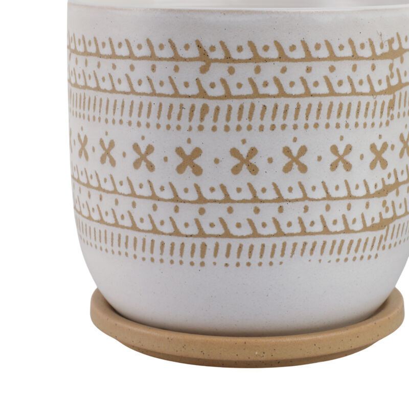 Brown Ceramic Saucer Planter Set