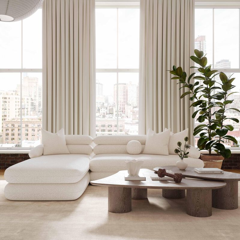 Lulu Cream Boucle Modular LAF Sectional image number 1