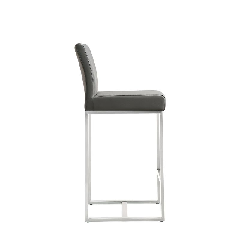 Tov Furniture Denmark Grey Performance Vegan Leather and Stainless Steel Counter Stool - Set of 2 image number 2