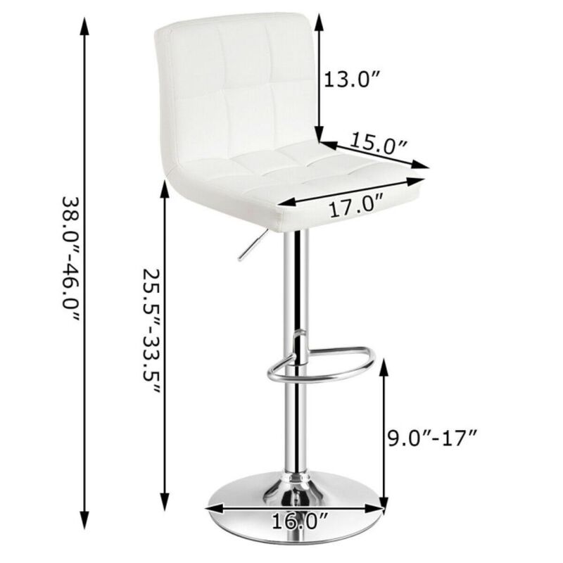 Hivvago Set of 2 Square Swivel Adjustable Bar Stools with Back and Footrest