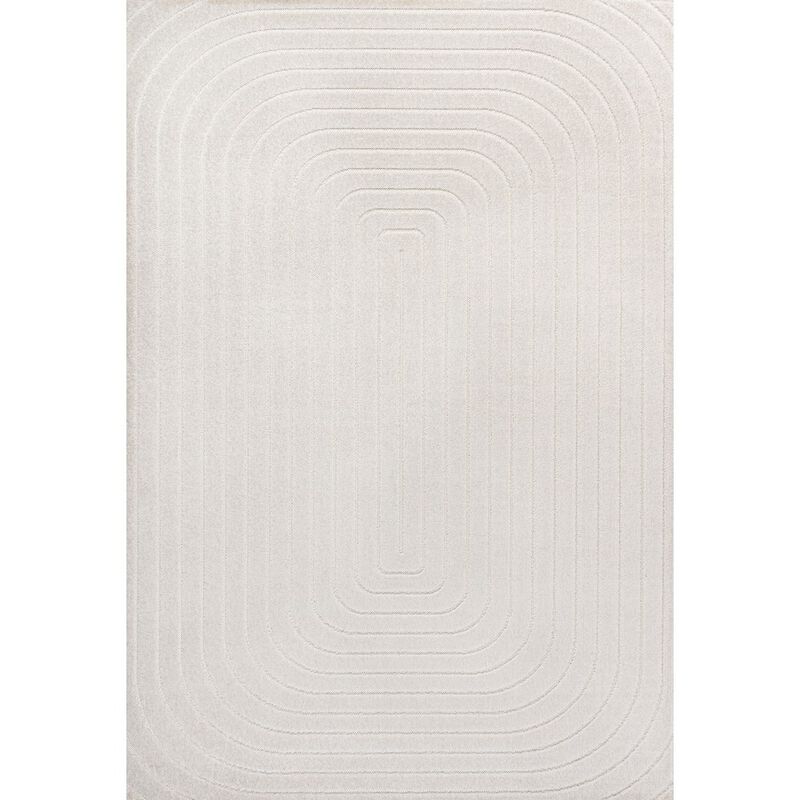 Freya High-Low Modern Scandinavian Arch Stripe Monotone Indoor/Outdoor Area Rug