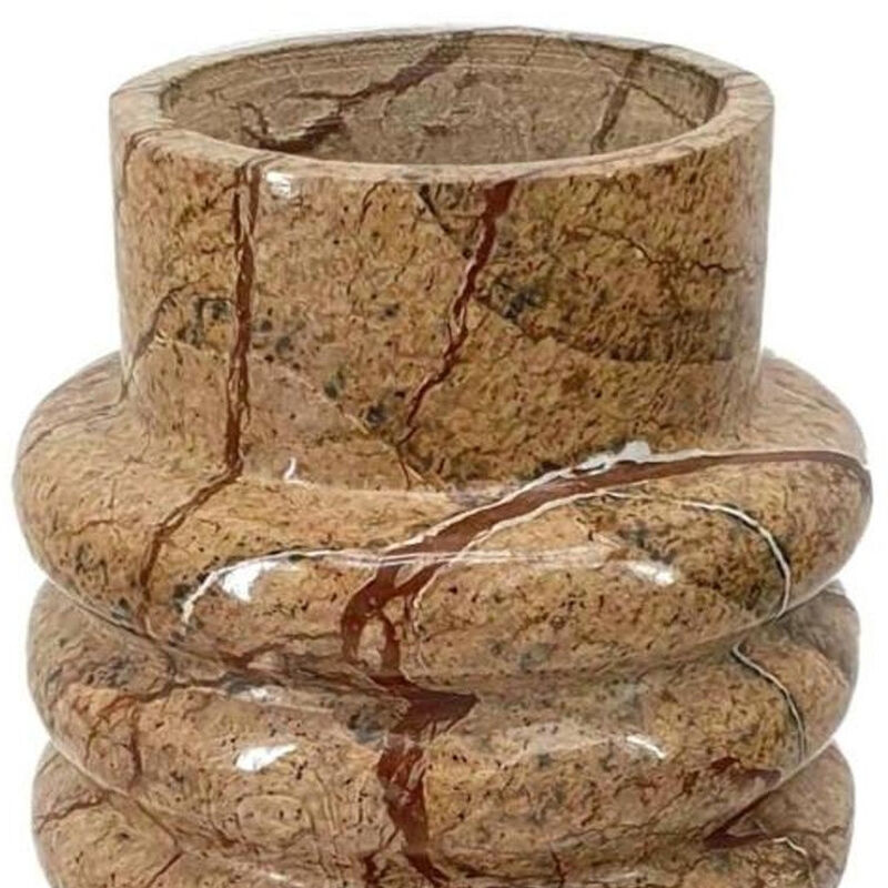 HomeRoots 8" Brown Genuine Marble Ridged Table Vase image number 4