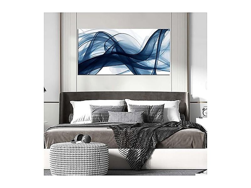 Blue White Abstract Wall Decor Bedroom Modern Art Living Room Office 24 X 48 image number 2