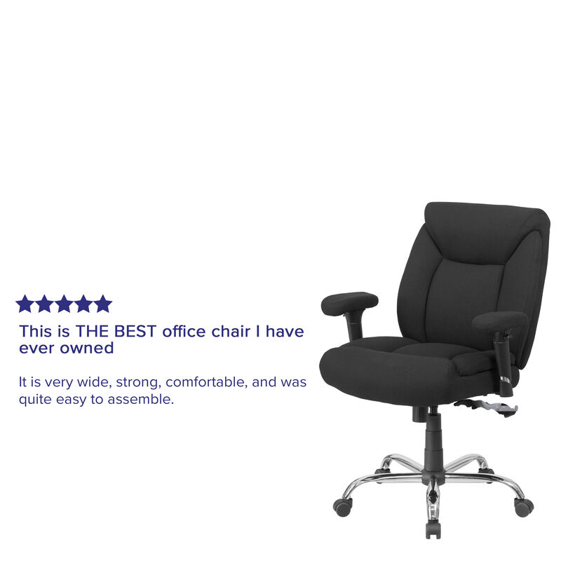 HERCULES Series Big & Tall 400 lb. Rated Black Fabric Deep Tufted Swivel Ergonomic Task Office Chair with Adjustable Arms image number 2