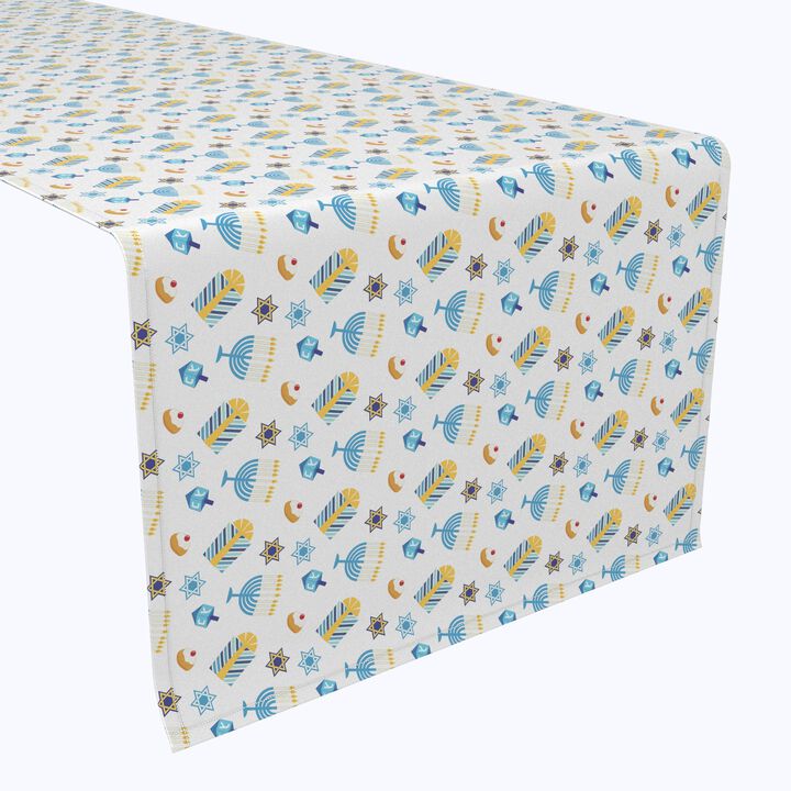 Fabric Textile Products, Inc. Table Runner, 100% Polyester, Cute Menorahs and Stars