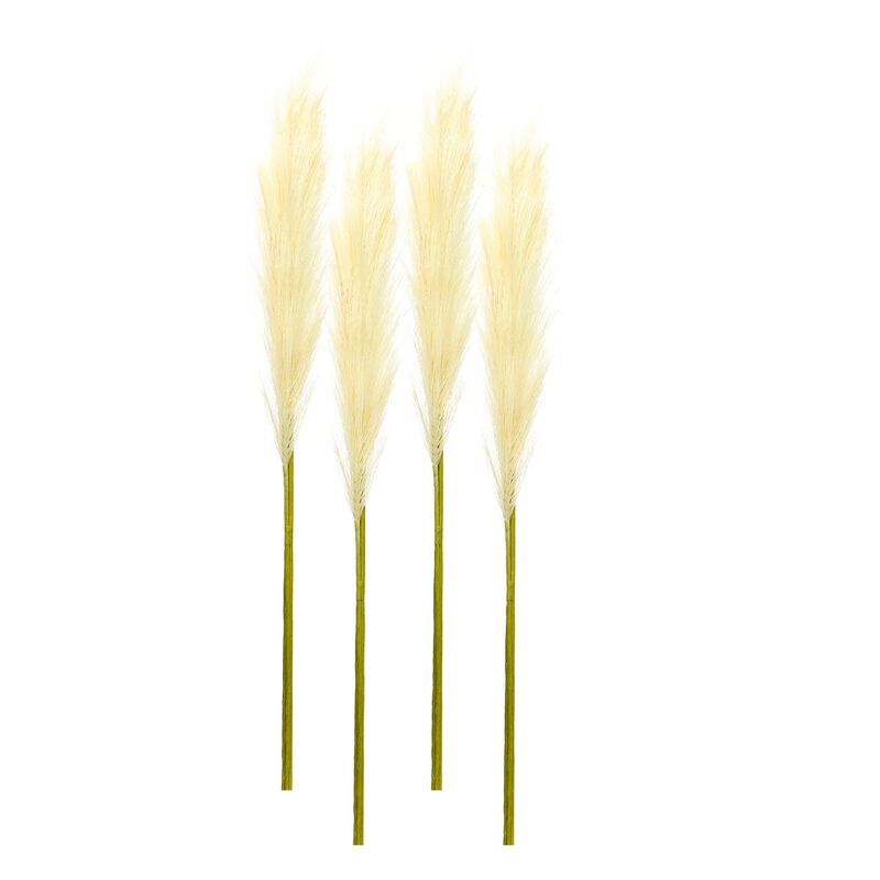 Set of 4 Cream Pampas Grass Stems for Boho Chic Décor and Floral Arrangements