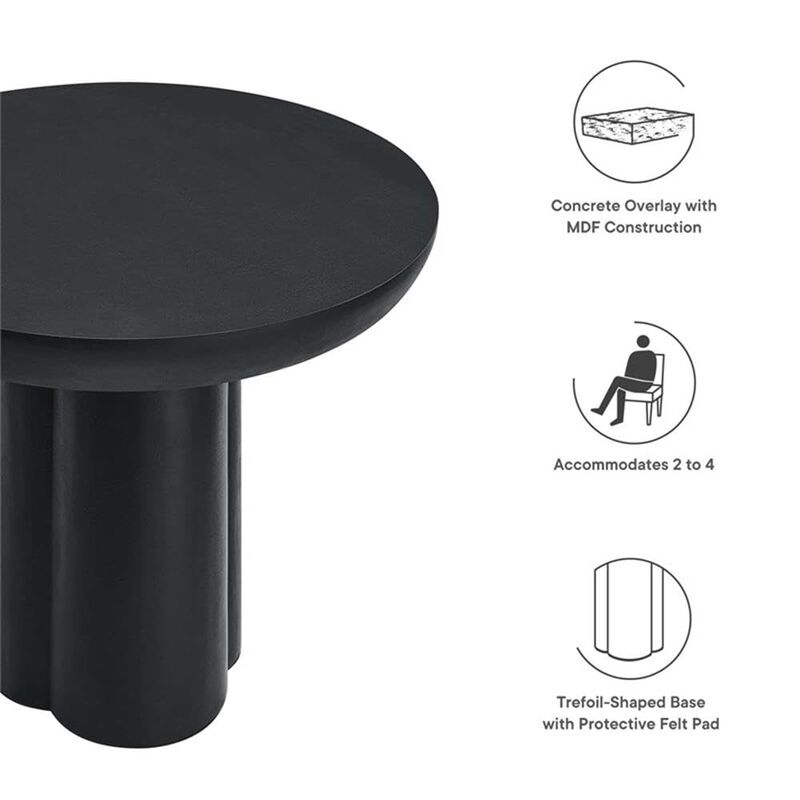 Modway EEI-6762-BLK Caspian 40" Round Concrete Dining Table, Black image number 5