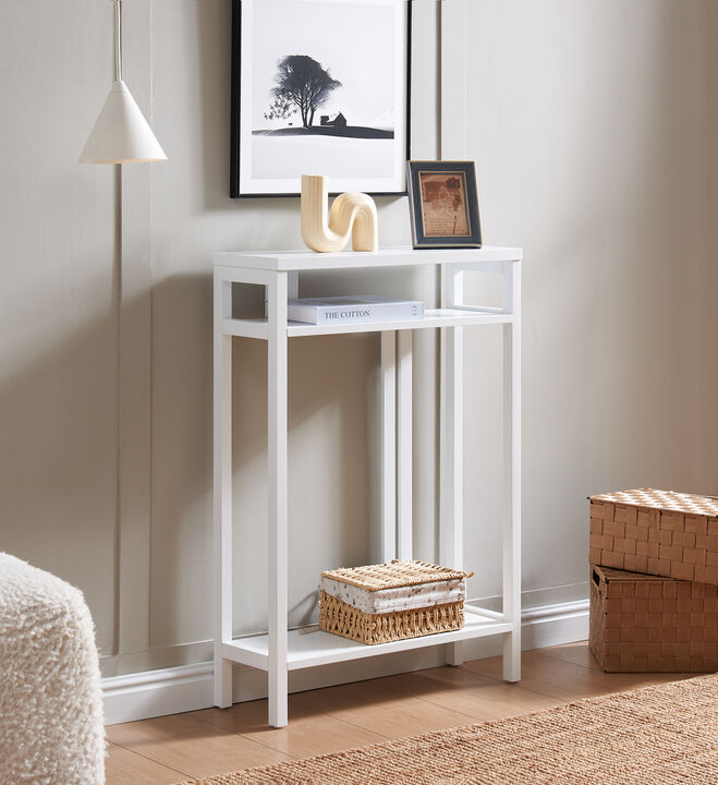 Kings Brand Furniture Bisbee Wood Console Table with 2 Open Storage Shelves, Narrow & Minimalist Sofa Table, Entryway Table Perfect for Hallway, Behind The Couch, Living Room & Foyer