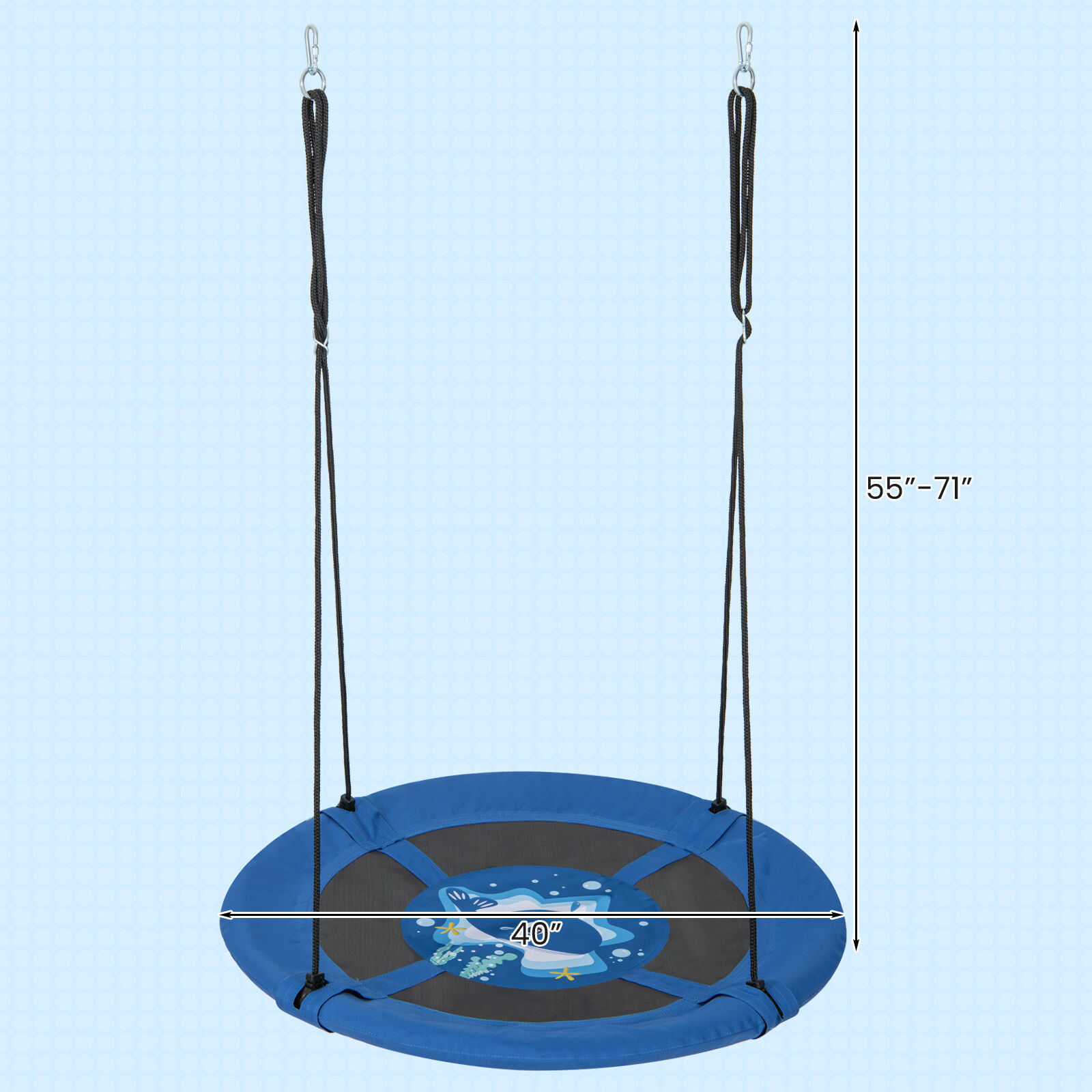 Saucer Tree Swing with Adjustable Hanging Ropes and 900D Oxford