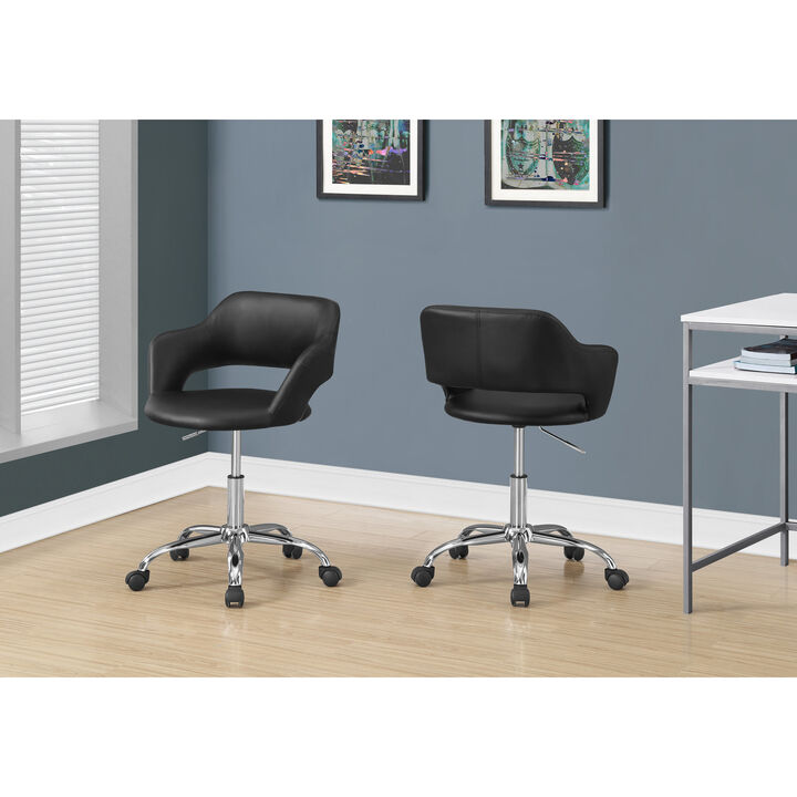 Monarch Specialties I 7298 Office Chair, Adjustable Height, Swivel, Ergonomic, Armrests, Computer Desk, Work, Metal, Pu Leather Look, Black, Chrome, Contemporary, Modern