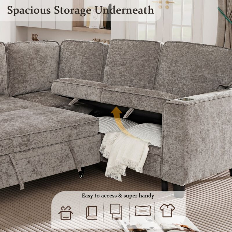 Timlod L-Shaped Pull-Out Sectional Sleeper Sofa image number 3
