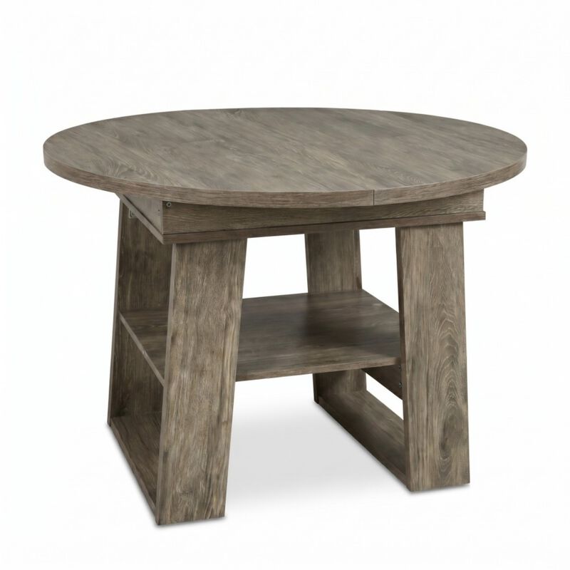 Kibwex H‑Shaped Base Extendable Round Dining Table image number 0