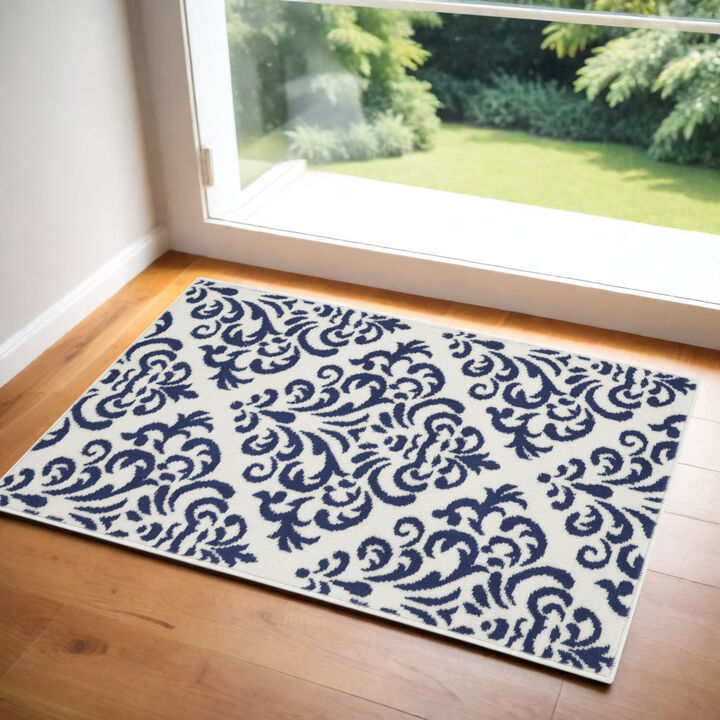 HomeRoots Damask Area Rug